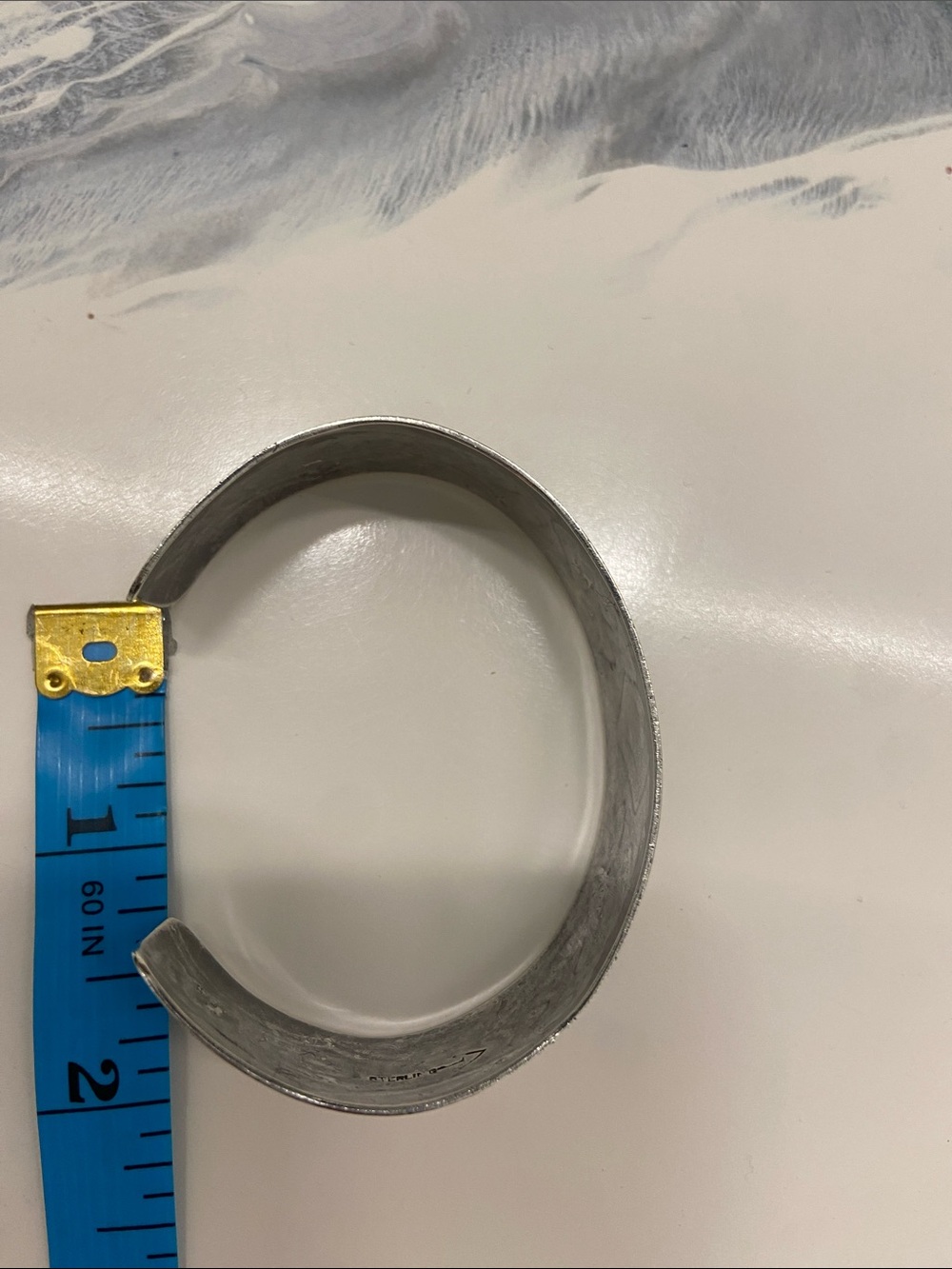 Turquoise and Corral Inlay Sterling Silver Cuff Bracelet, Native American - Picture 13 of 14